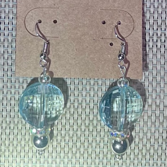 Aqua Gemstone Drop Earrings for Pierced Ears; NWT! - Picture 1 of 3